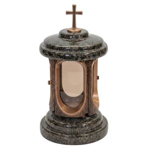 Lanterna Commemorativa in Granito per <span class=keywords><strong>Cimitero</strong></span>, Lanterna in Pietra Granito Znicz con Croce, Portacandele Decorativo per Tombe - Product Image 1