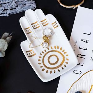 Five Fingers Hamsa Sun Hand Shape Ceramic Decorative <b>Ring</b>/Jewelry/Trinket/Necklace/Storage Holder/Dish/<b>Plate</b>/Tray - Product Image 4