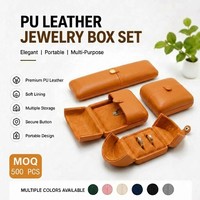 Coffret à bijoux de luxe en cuir PU, personnalisable avec logo, organiseur de voyage portable avec doublure en velours doux pour bagues, colliers et boucles d'oreilles