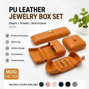 Coffret à bijoux de luxe en cuir PU, personnalisable avec logo, organiseur de voyage portable avec doublure en velours doux pour bagues, colliers et boucles d'oreilles - Product Image 1