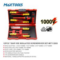Jeu de tournevis isolés Maxxtools VDE 1000V CRV6150 magnétiques à fente, Phillips, Torx, rouge/jaune, GS IEC60900, outil électrique OEM