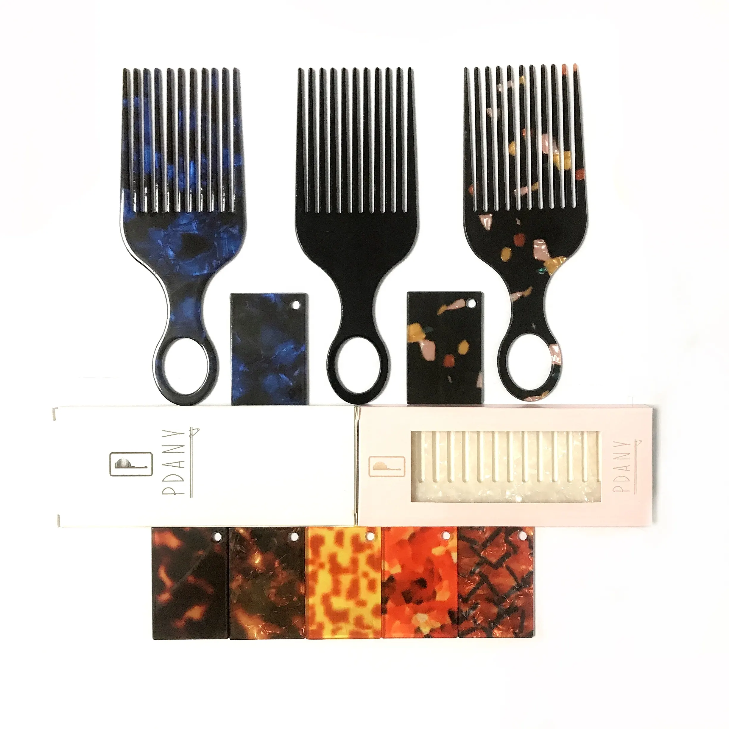 PDANY cellulose acetate private label hair care afro hair twist comb afro pick for women men