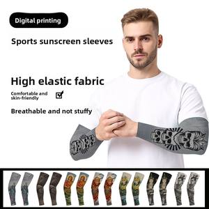 Verano ciclismo brazo protección solar mangas largas hielo seda flor impreso <span class=keywords><strong>tatuaje</strong></span> hielo <span class=keywords><strong>tatuaje</strong></span> para hombres mujeres poliéster sombrilla conjunto - Product Image 3