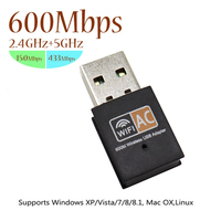 Adaptador Wifi USB de doble banda, 600mbps, 2,4 GHz/5GHz, WLAN, Dongle, tarjeta de red