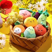 Ensemble de Fruits et légumes en peluche sur mesure, doux et coloré, en peluche, Fruits et légumes, escouade, belle herbe, carotte, pêche, Orange, Ban
