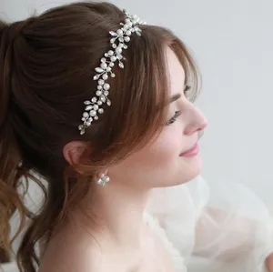Toptan düğün gelin saç aksesuarları takı tatlısu inci saç pin beyaz seramik çiçek kız saç fantezi pimleri
