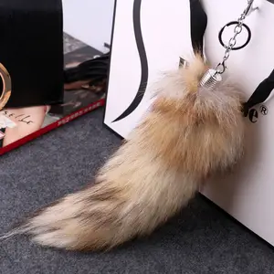 25-30cm Ceia Enorme e Fofo Sunny Fox Tail Chaveiro Fur Cosplay Toy Bolsa Acessórios fox Chaveiro Anel pom pom Tassels