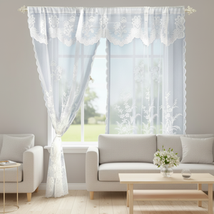 <span class=keywords><strong>Tende</strong></span> Velate con Motivo <span class=keywords><strong>Floreale</strong></span> in Pizzo Jacquard 110X213CM, Tenda Doppia 45 cm, 100% Poliestere Lavorato a Maglia Isolante 2 - Product Image 2