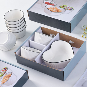 Ceramics Noodle Bowl Heart Shape Porcelain Tableware Dinnerware <strong>Gift</strong> Box <strong>Set</strong> White <strong>Baking</strong> Plate Ceramic Fruit Ramen Bowl <strong>Set</strong> - Product Image 5
