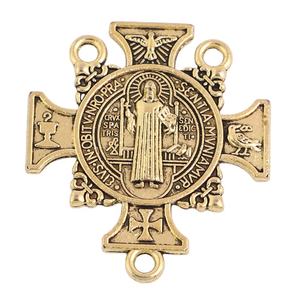 Centre de table en or antique plaqué or, croix bénédictine maltaise de Saint-Benoît de Nursie - Product Image 5