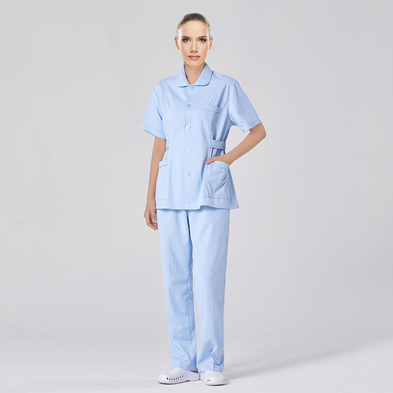 Women's blue round neck short sleeve (single top)