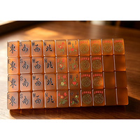 Jeu de Mahjong de Luxe de Haute Qualité en Acrylique Effet Écaille de Tortue, Style Américain, 160 Tuiles de Mahjong Personnalisées Imprimées en Couleur pour le Poker