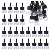 Flacon diffuseur de parfum pour voiture, vide, carré, en verre transparent, rechargeable, 8 ml, avec bouchon à vis en bois noir et logo personnalisé sérigraphié