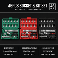 Boîte à outils en plastique 46 pièces pour usage domestique avec kit d'outils à main pour la maison