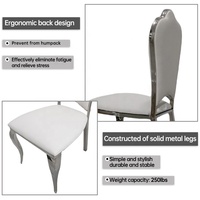 Pieds en acier inoxydable chromé argent cuir blanc élégant chaise de dîner de mariage chaises de salle à manger à dossier haut pour hôtel