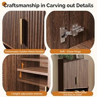 Lemari Penyimpanan Toilet Kayu Modern Midcentury, Organizer Kamar Mandi dengan Pintu Beralur untuk Kamar Mandi dan Ruang Cuci