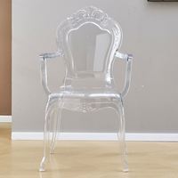 NOUVEAU Chaise de banquet en acrylique pour mariage, chaise royale avec accoudoirs, chaise transparente en plastique pour événements de mariage, mobilier avec accoudoirs