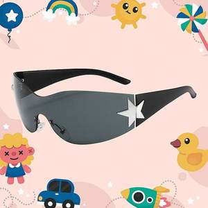 Gafas de Sol de Moda 2023 para Niños y Niñas, Lentes de Sol Deportivas Punk sin Montura con Protección UV400, Gafas de Sol Y2K con Estrellas para Niños - Product Image 2