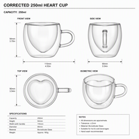 Tasse en verre à double paroi transparente en borosilicate haute résistance, design simple fait main, avec poignée, pour boire du café ou du thé
