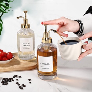 Vente en gros – Distributeur de sirop de café <span class=keywords><strong>vide</strong></span> personnalisé de 500 ml (16,9 oz) <span class=keywords><strong>pour</strong></span> bar à café, bouteille en verre avec pompes - Product Image 5