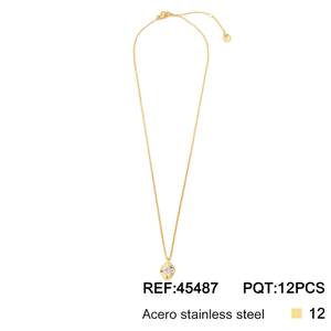 Collier en acier inoxydable avec pendentif diamant, chaîne en or pour femmes, bijoux fins, 12 pièces, Acero Ref45487 - Product Image 2