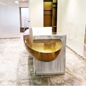Mostrador de Recepción de Fibra de Vidrio, Ovalado, Contemporáneo, Brillante, Muebles Comerciales para Edificios de Oficinas - Product Image 4