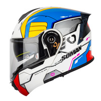 Casque de moto modulaire intégral SOMAN SM965, visière double relevable, coque ABS, boucle à dégagement rapide, équipement de conduite urbaine pour adulte