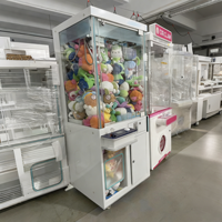Machine à griffes de grue avec armoire de rangement supérieure, en métal, pour jeux d'arcade, attrapeur de peluches avec lumières RVB, jeu de récompenses pour centre commercial/divertissement