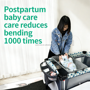 Corralito Portátil para Bebé con Cambiador Desmontable, <span class=keywords><strong>Cuna</strong></span> de Viaje Plegable con Ruedas, <span class=keywords><strong>Cuna</strong></span>, Cesta para Bebé, <span class=keywords><strong>Cuna</strong></span> Portátil - Product Image 2