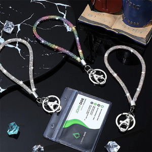 Chất Lượng Cao Rhinestone Kim Cương Móc Chìa Khóa Phụ Kiện Bling Pha Lê Điện Thoại Dây Buộc Bling Ngắn Keychain Với Kim Loại <span class=keywords><strong>Clsp</strong></span> & Keyring - Product Image 4