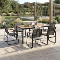 Ensemble de salle à manger d'extérieur de luxe en aluminium, meubles de jardin élégants en métal avec chaises de patio modernes et table à manger de jardin