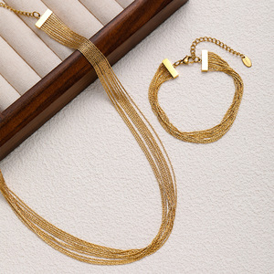 simple fashion versatile multi layer stackable design <b>bracelet</b> elegant high end stainless steel 18k gold plated necklace jewelry - Product Image 5