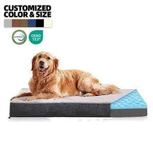 Ekstra büyük açık çevre dostu köpek yatağı yıkanabilir nefes soğutma jel bellek köpük kanepe tarzı ortopedik Pet köpek yatağı yatak şiltesi