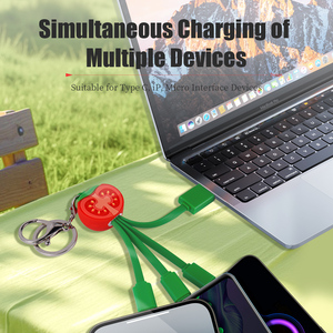 สายชาร์จ3 in 1รูปมะเขือเทศน่ารักพวงกุญแจแบบพกพา<span class=keywords><strong>3D</strong></span> 2.4A พีวีซีมะเขือเทศสายชาร์จ USB สำหรับ <span class=keywords><strong>iPhone</strong></span> - Product Image 4