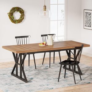 Meubles de <span class=keywords><strong>salle</strong></span> à <span class=keywords><strong>manger</strong></span> Pieds en bois et métal robustes pour table à <span class=keywords><strong>manger</strong></span> Ensemble de chaises rectangulaires pour <span class=keywords><strong>6</strong></span> <span class=keywords><strong>personnes</strong></span> - Product Image 5