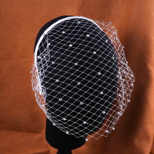 MIO voile de luxe avec strass étoilés noir blanc bandeau pour dame femmes fête tête décoration maille voile - Product Image 4