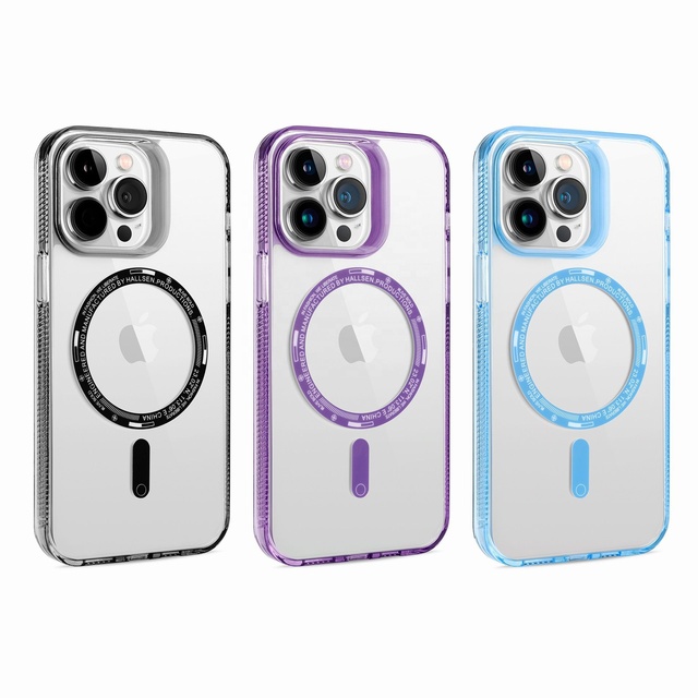 2024 Shockproof Crystal Clear Magnetic Phone Case for Iphone 12 13 14 15 Plus Pro Max Tpu Pc Magnetic Ring Back Cover
