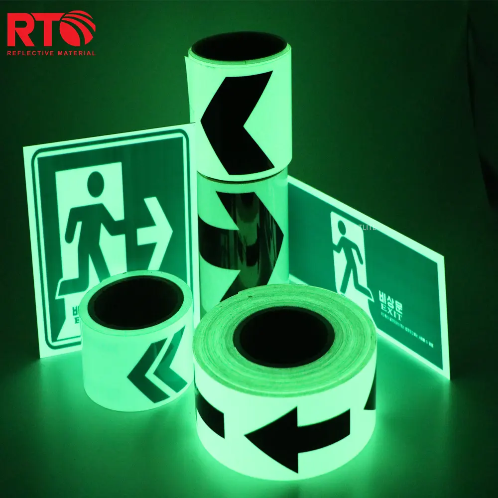6 Hours Self-Adhes Glow Exit Sign Reflective Material Luminous Tape Reflect Film Stickers Glow In The Dark