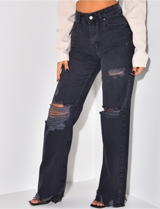 Jeans strappati a vita alta Boutique autunno fantasia ragazze eleganti pantaloni antigraffio pantaloni strappati strappati nuovi Jeans moda - Product Image 3