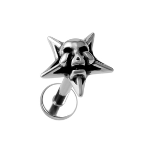 Orecchino Unisex in Acciaio Chirurgico con Sfera, Design a Teschio Placcato <span class=keywords><strong>Argento</strong></span> 8MM per <span class=keywords><strong>Piercing</strong></span> Helix e <span class=keywords><strong>Trago</strong></span> - Product Image 4