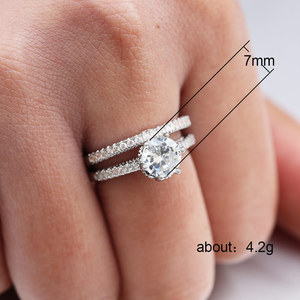 Set di Anelli per Coppia in Tono Argento per Donne, Elegante Accessorio da Dito per Feste e Matrimoni, Regalo alla Moda - Product Image 5