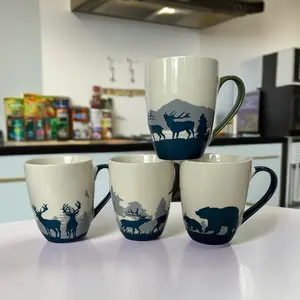 Cangkir kopi keramik, cangkir rusa besar beruang lucu dengan Logo kustom cangkir sup menyesuaikan grosir porselen sarapan cangkir susu