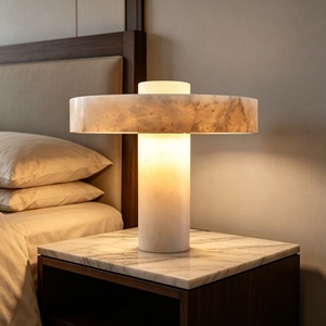 Lámpara de Mesa de Mármol Español con Forma de Hongo, de Piedra Translúcida, LED Regulable, para Hotel, Dormitorio, Villa, Estilo Wabi Sabi - Product Image 2