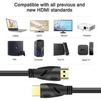 Câble coaxial torsadé en PVC noir Cabo 18 Gbit/s 4K 60 Hz avec connecteurs plaqués or et blindage tressé 1M-30M pour projecteur