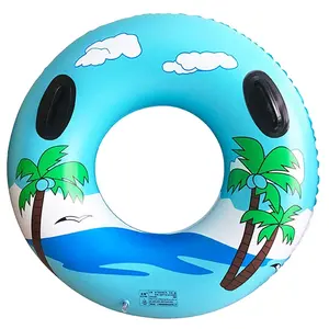 factory customized vinyl inflatable swimming ring with handles durable plastic blow up waterpark tube raft float