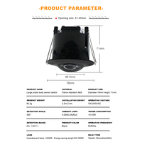 Détecteur de mouvement à induction PIR à 360 degrés intégré AC100-240V réglable Lux Time pour couloir et salon