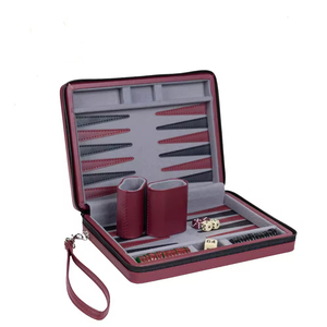 Sang trọng handmade Burgundy giả da backgammon Board trò chơi thiết lập bao gồm backgammon Board chip dices ly dây đeo - Product Image 1