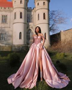 Ruolai WL025 Sweetheart collo <span class=keywords><strong>con</strong></span> spalline perle Satin gonfio abito da sera <span class=keywords><strong>lungo</strong></span> formale <span class=keywords><strong>con</strong></span> <span class=keywords><strong>spacco</strong></span> alto sul <span class=keywords><strong>davanti</strong></span> - Product Image 5