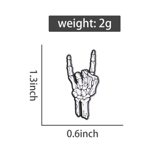 Punk tengkorak jari Enamel Pin kerangka tangan Vintage bros kerah ransel lencana Gothic perhiasan Natal Halloween hadiah - Product Image 6