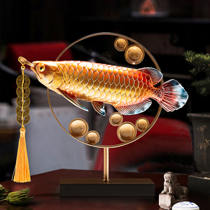 Ornement Poisson Dragon Doré, Statue Porte-Bonheur et Attractrice de Richesse pour Salon, Bureau, Cadeau - Product Image 1